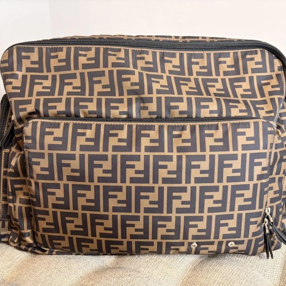 Fendi FF Logo Changing Diaper Bag Brown Monogram 7VB013 AFV5 - Picture 4 of 14
